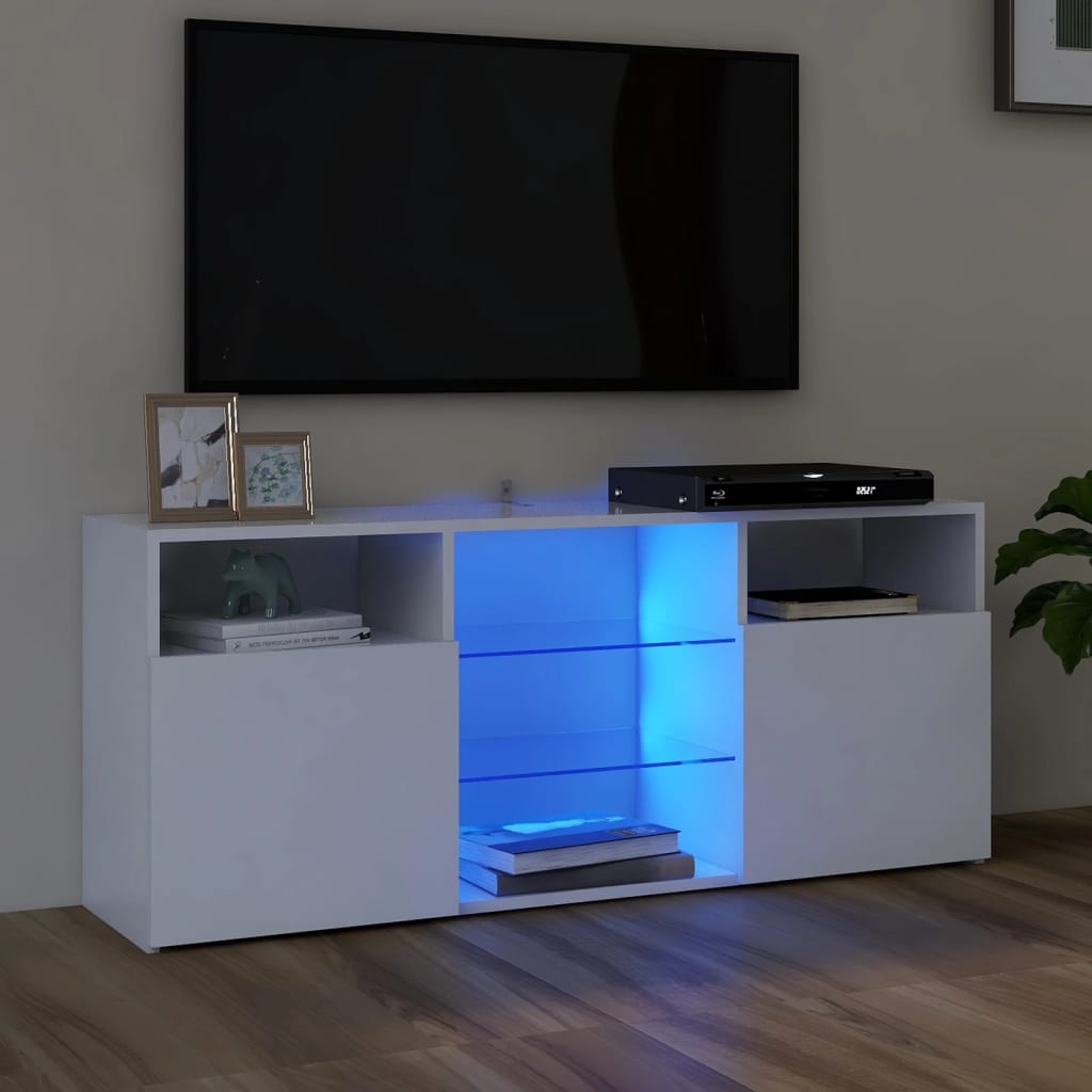 vidaXL Meuble TV avec lumières LED blanc 120x30x50 cm