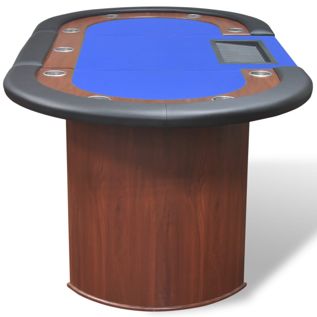 vidaXL Table de poker pour 10 joueurs avec espace de croupier Bleu