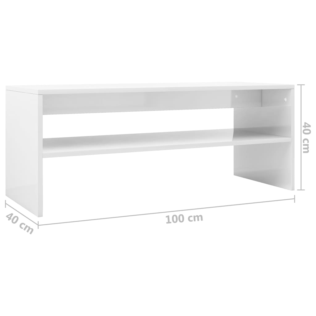 vidaXL Table basse Blanc brillant 100x40x40 cm Bois d’ingénierie