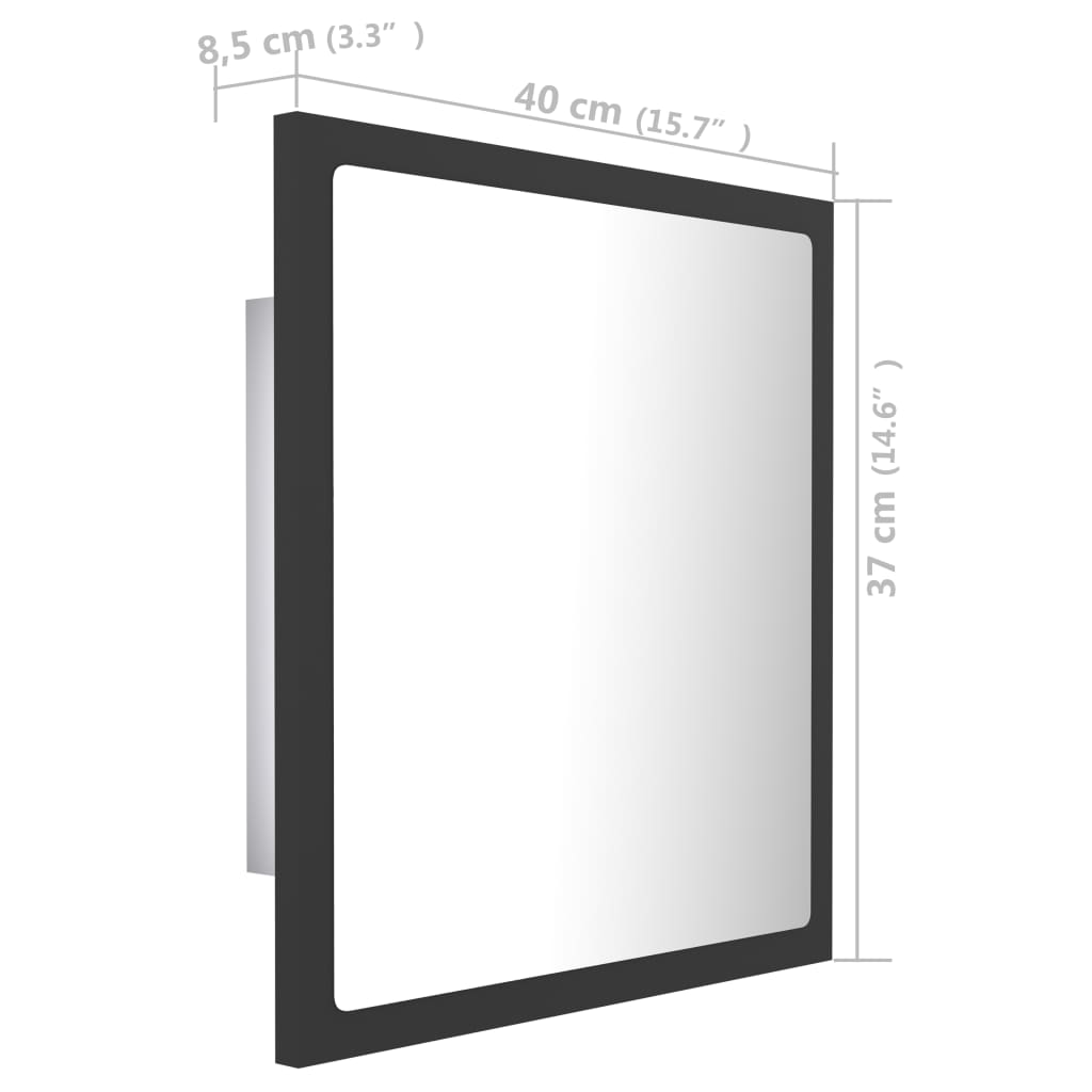 vidaXL Miroir à LED de salle de bain Gris 40x8,5x37 cm Aggloméré
