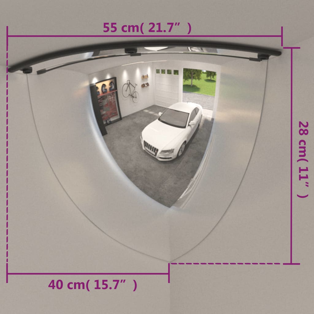 vidaXL Miroirs de circulation en quart de dôme 2 pcs Ø80 cm Acrylique
