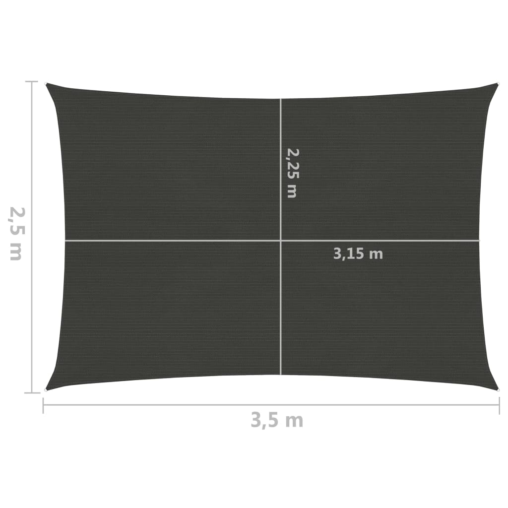 vidaXL Voile d'ombrage 160 g/m² Anthracite 2,5x3,5 m PEHD