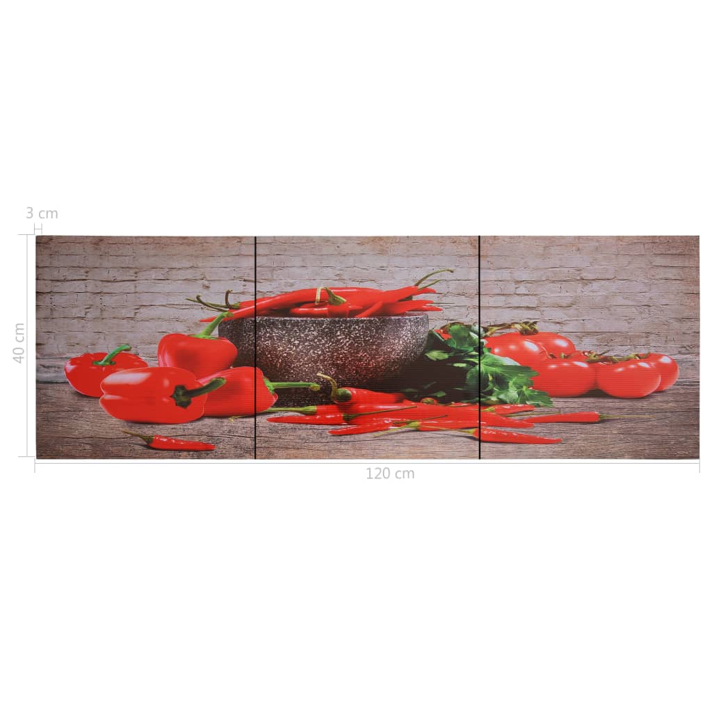 vidaXL Jeu de tableau sur toile Paprikas Multicolore 120x40 cm