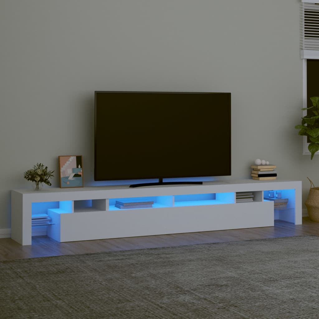 vidaXL Meuble TV avec lumières LED Blanc 260x36,5x40 cm