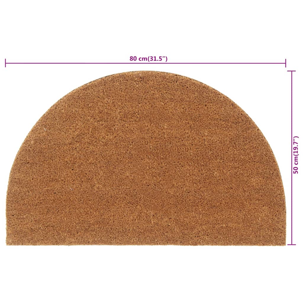 vidaXL Tapis de porte naturel demi-rond 50x80cm fibre de coco touffeté