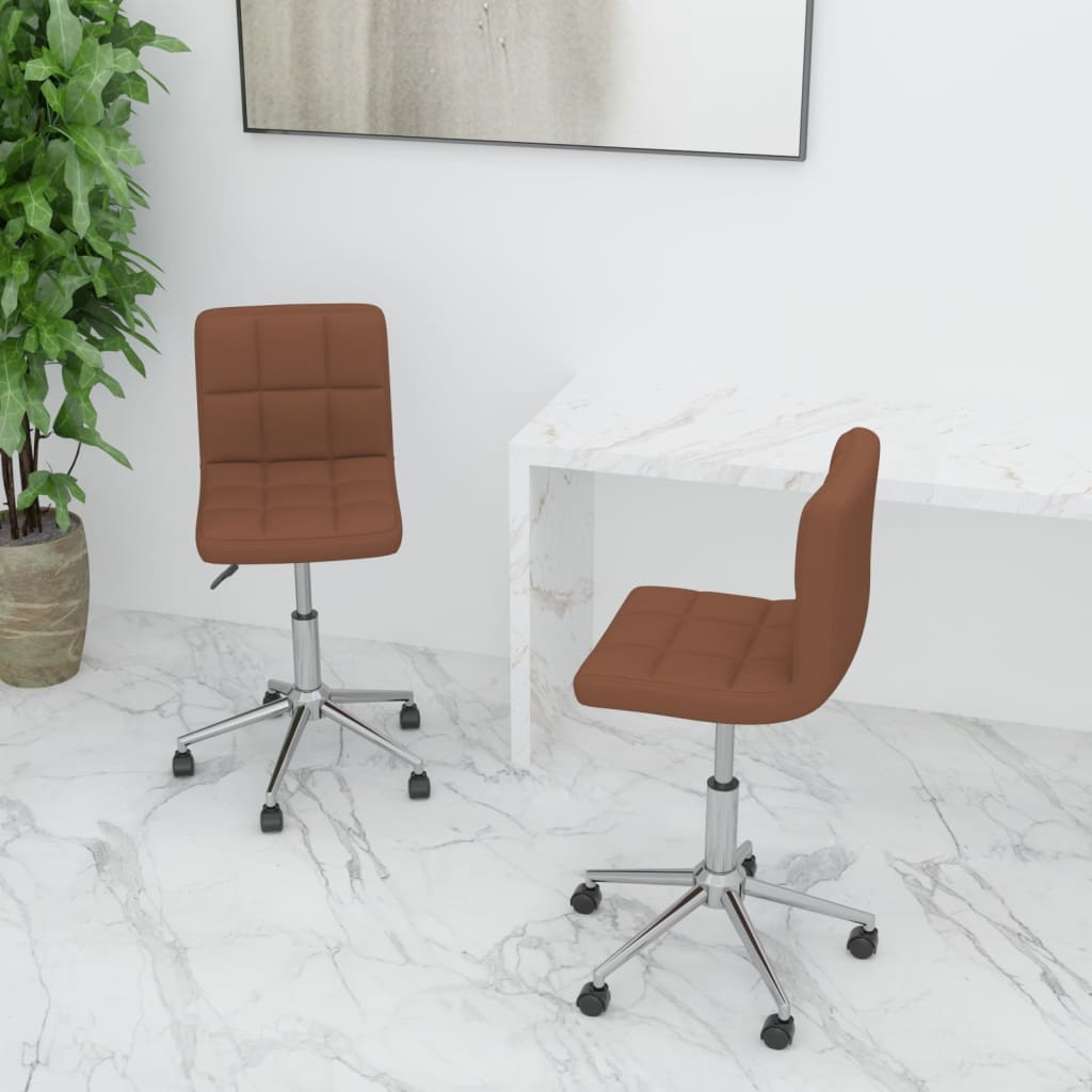 vidaXL Chaises pivotantes de salle à manger 2 pcs Marron Tissu