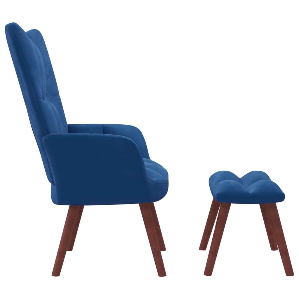 vidaXL Chaise de relaxation avec repose-pied Bleu Velours