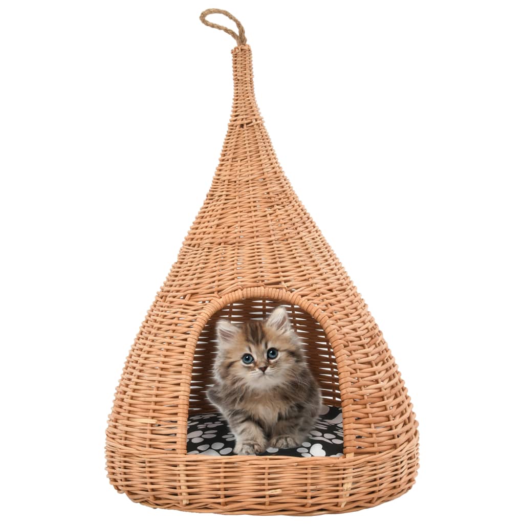 vidaXL Panier pour chats avec coussin 40x60 cm Saule naturel