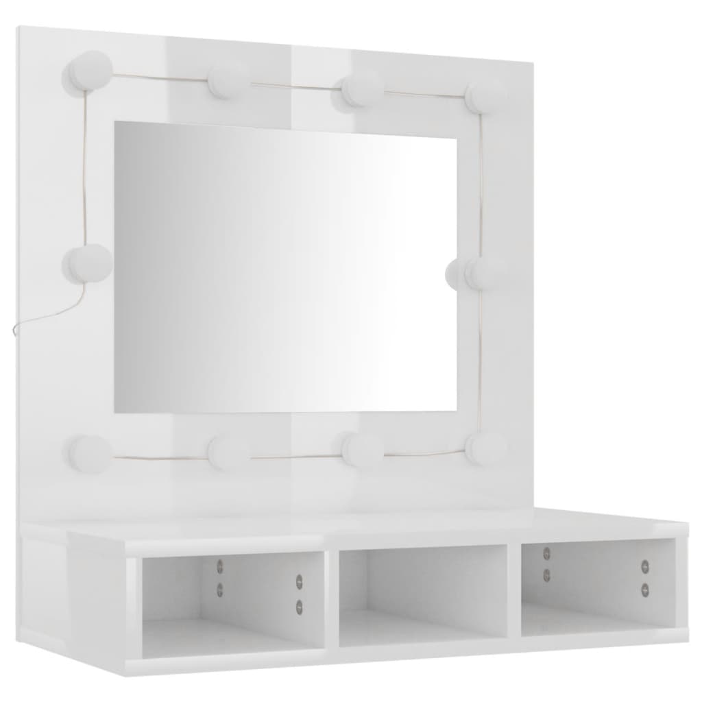 vidaXL Armoire à miroir avec LED Blanc brillant 60x31,5x62 cm