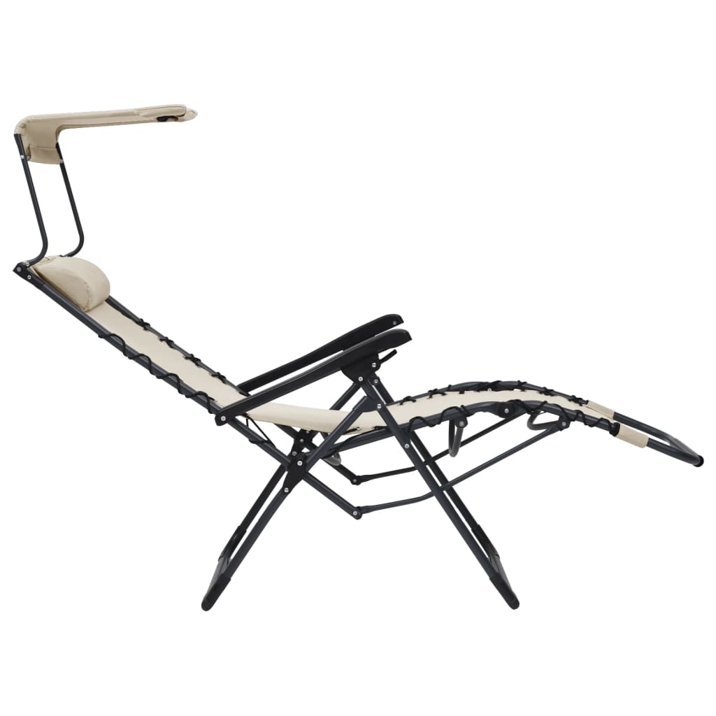 vidaXL Chaise pliable de terrasse Textilène Crème