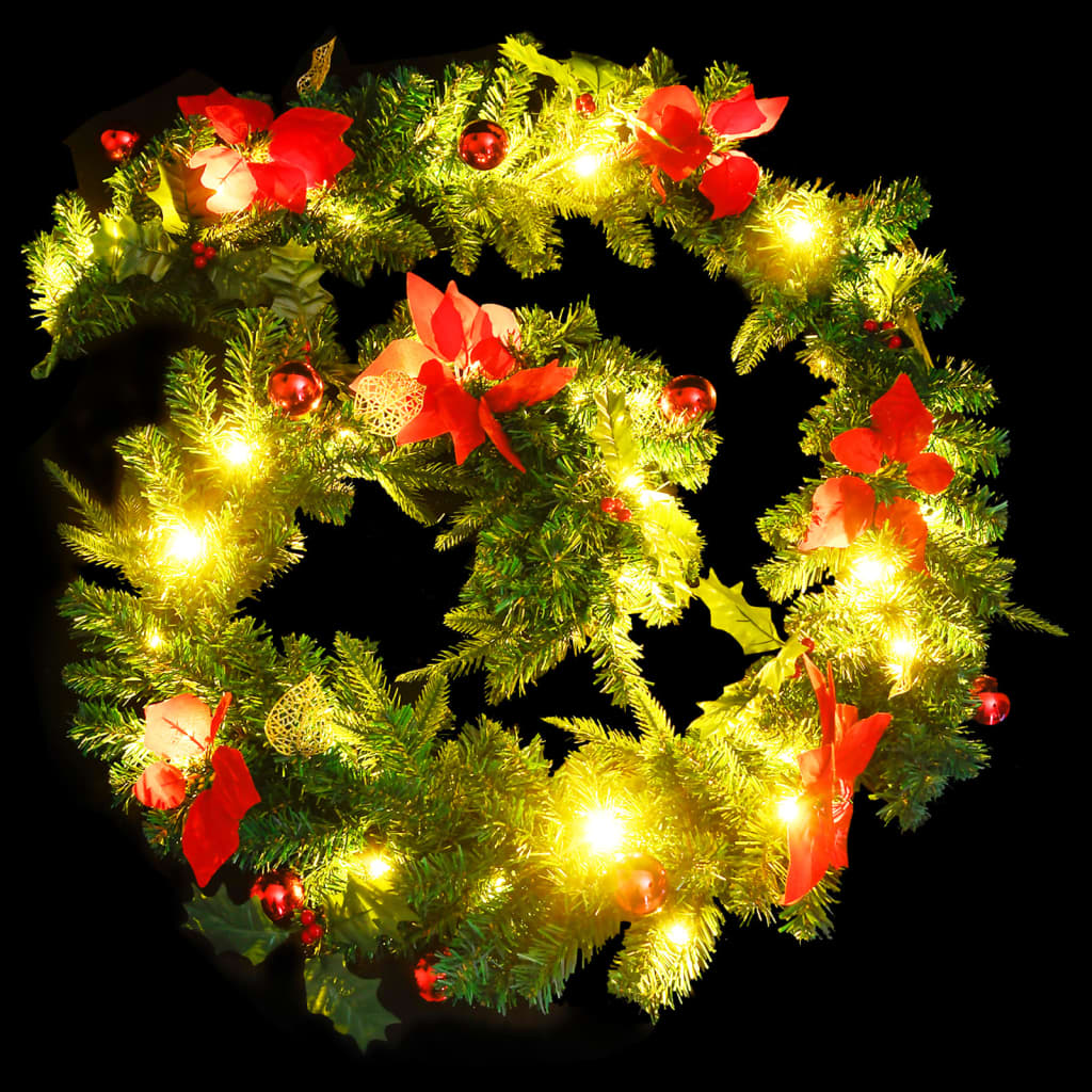 vidaXL Guirlande de Noël avec lumières LED Vert 2,7 m PVC