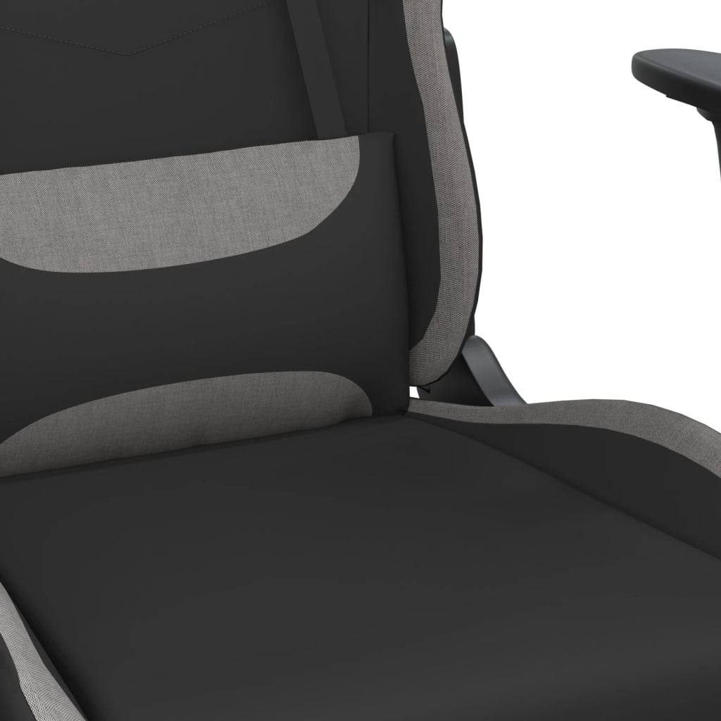 vidaXL Chaise de jeu de massage repose-pied Noir et gris clair Tissu