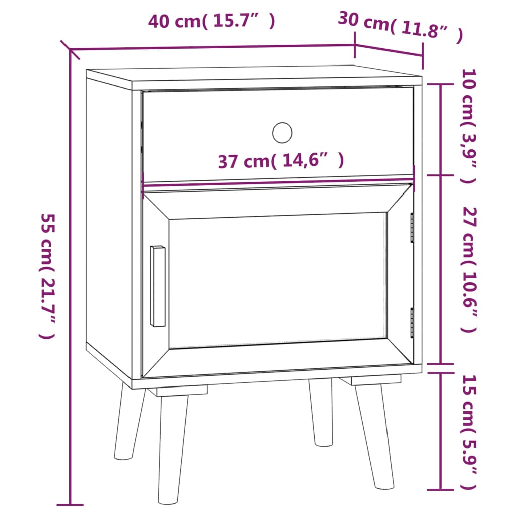 vidaXL Tables de chevet 2 pcs blanc 40x30x55 cm bois d'ingénierie