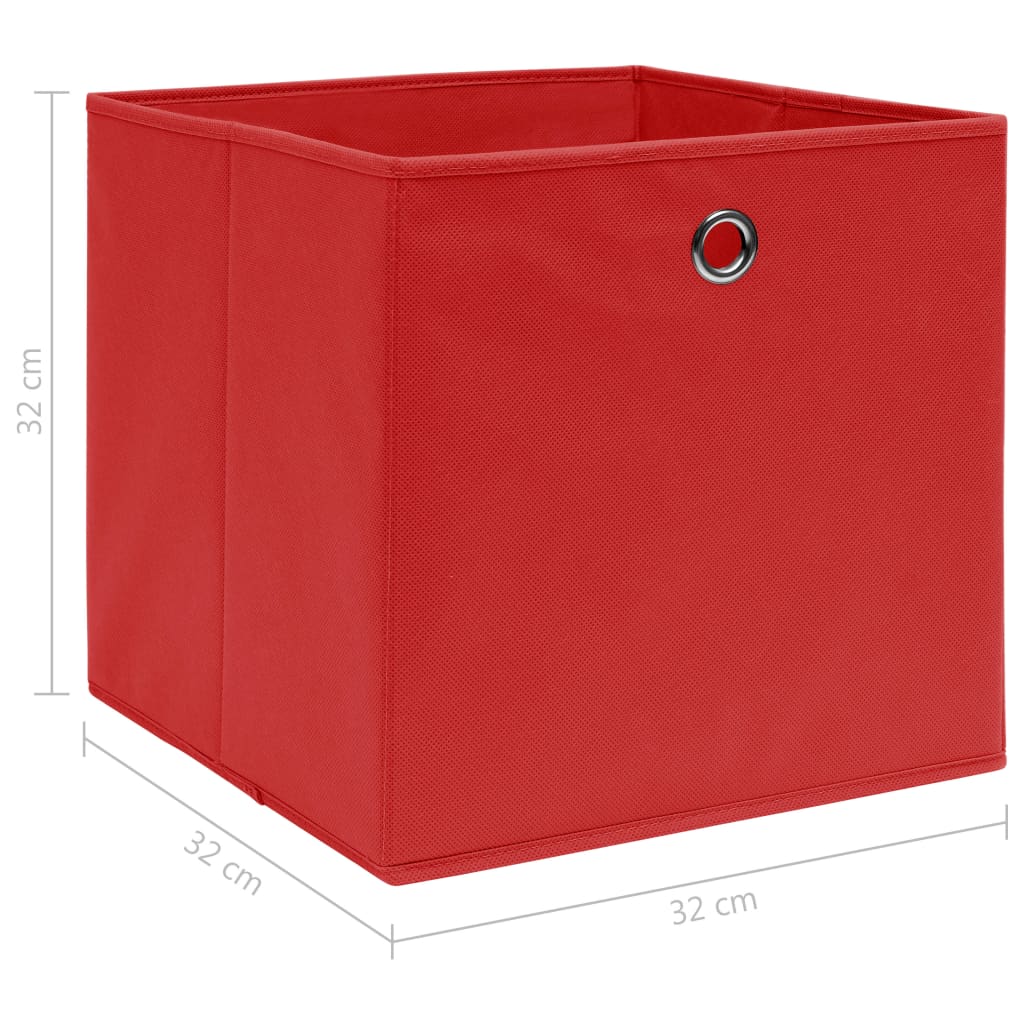 vidaXL Boîtes de rangement 10 pcs Rouge 32x32x32 cm Tissu