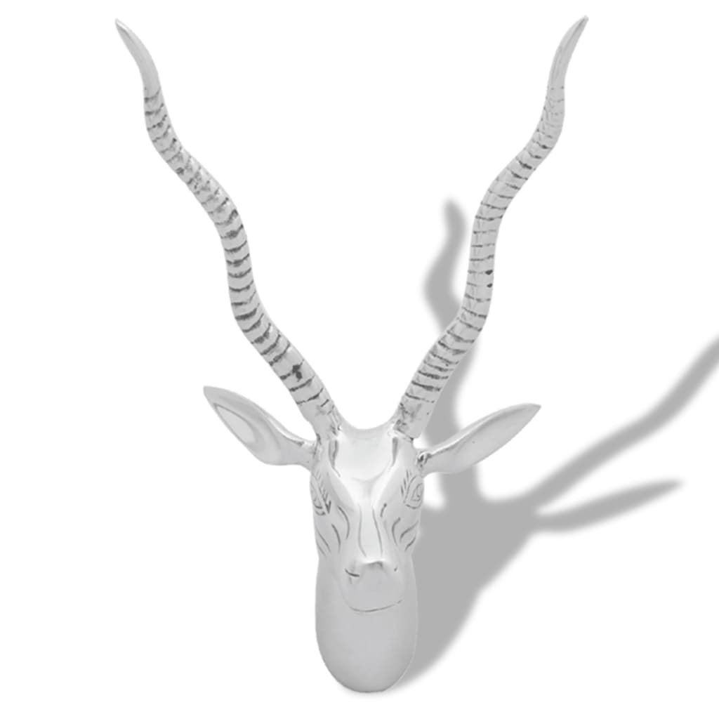 vidaXL Décoration murale de tête de gazelle Aluminium Argenté 33 cm