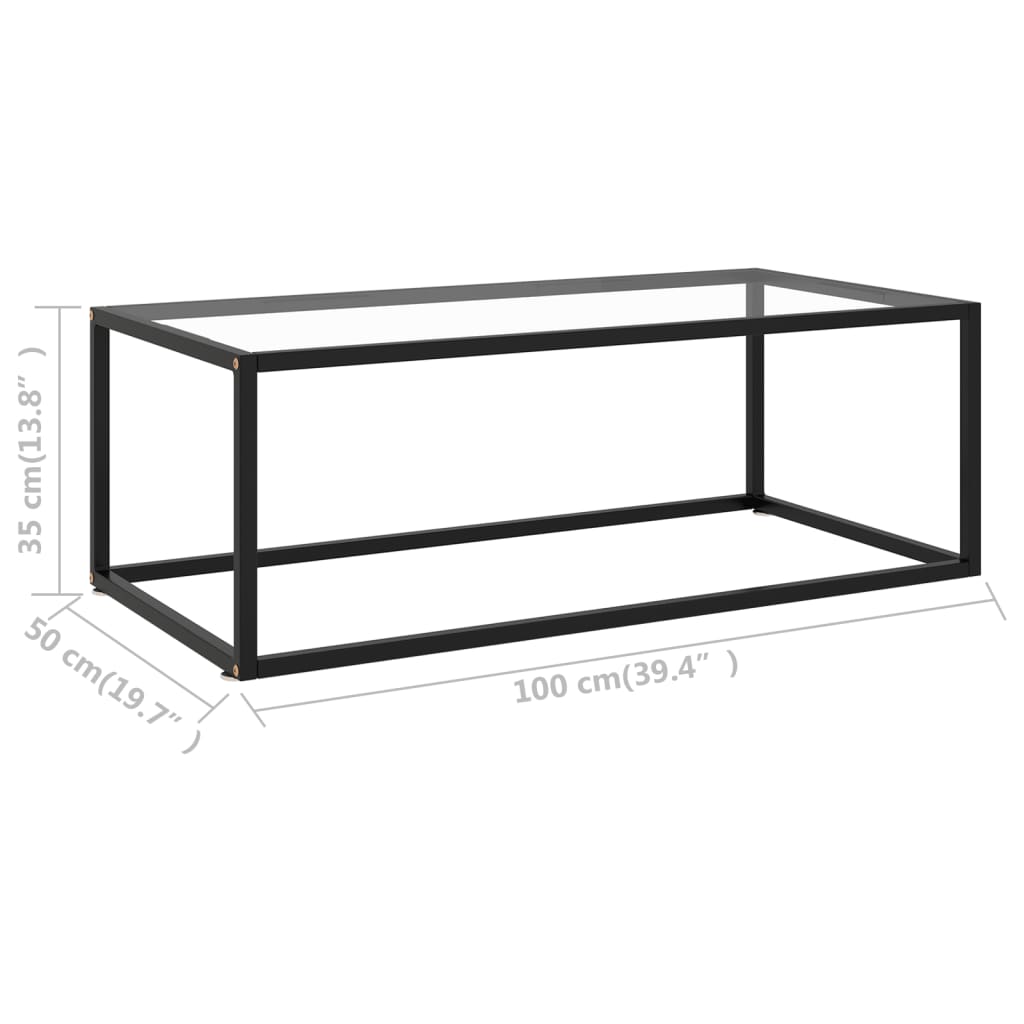 vidaXL Table basse Noir avec verre trempé 100x50x35 cm