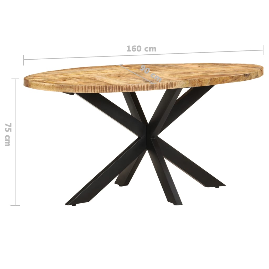vidaXL Table de salle à manger 160x90x75 cm Bois de manguier brut
