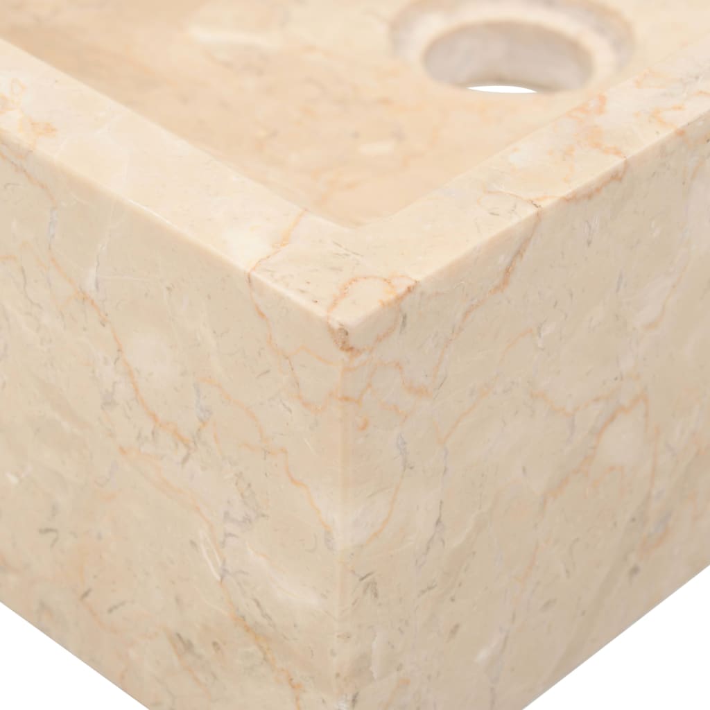 vidaXL Armoire de toilette en teck solide avec lavabos en marbre Crème
