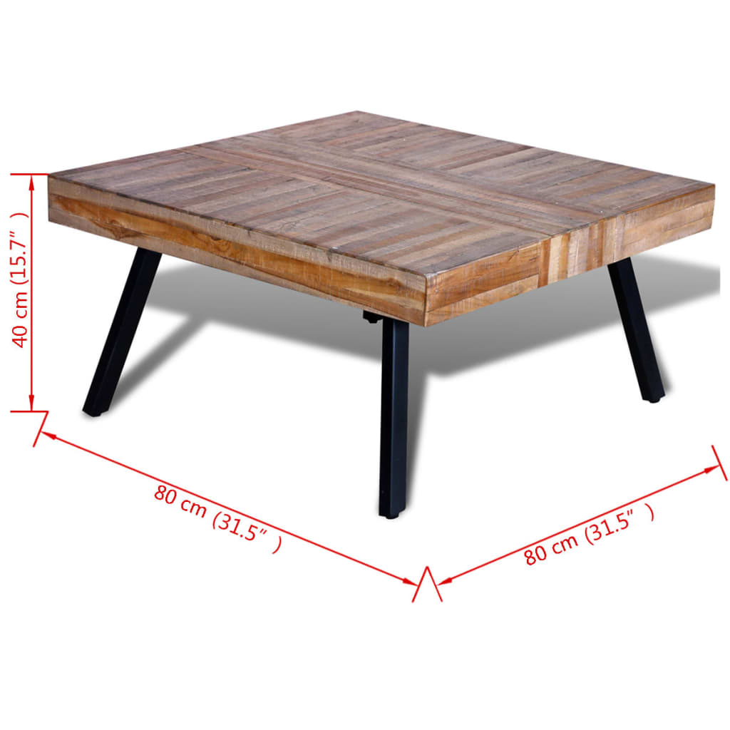 vidaXL Table basse carrée Bois de teck de récupération