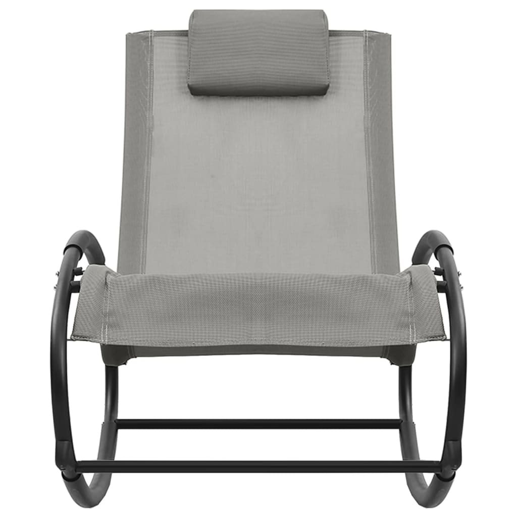 vidaXL Chaise longue avec oreiller acier et textilène gris