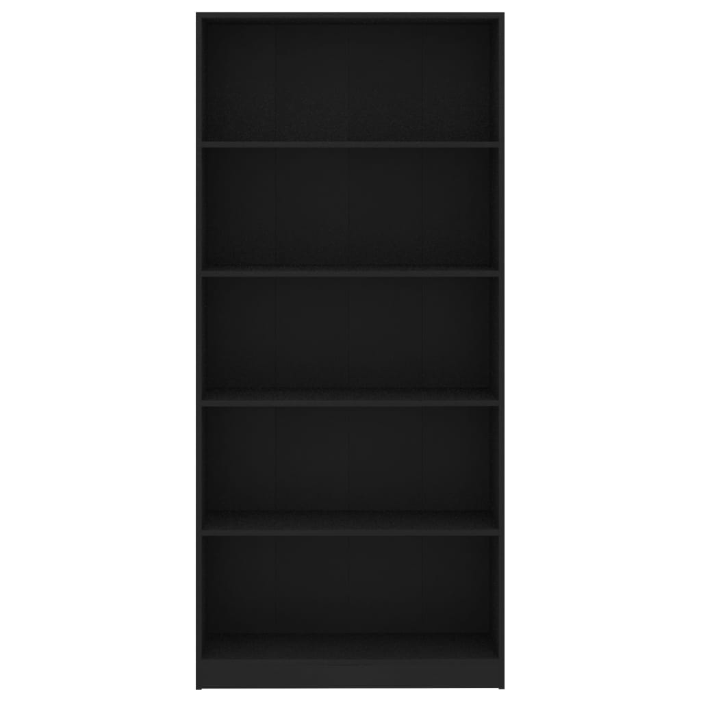 vidaXL Bibliothèque à 5 niveaux Noir 80x24x175 cm Aggloméré