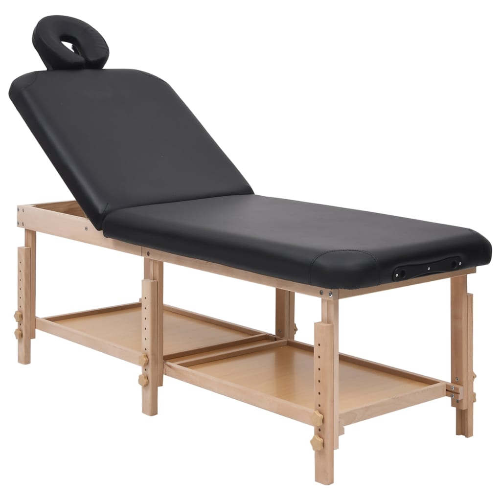 vidaXL Table de massage à 2 zones Noir Similicuir