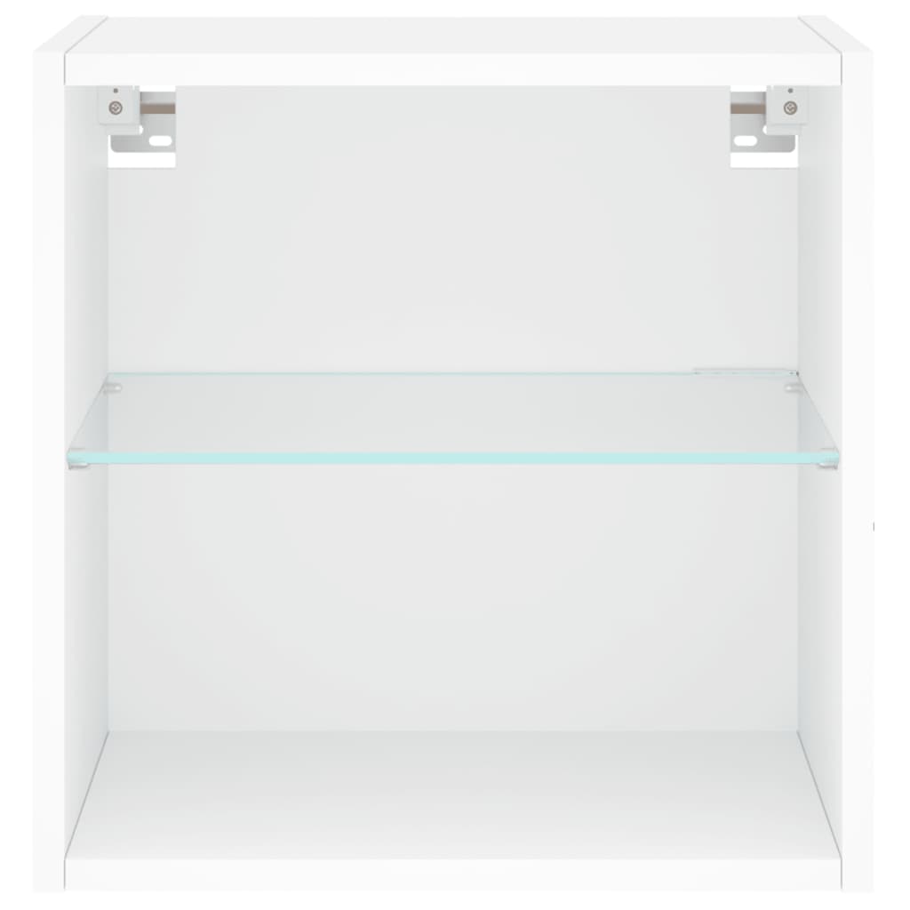 vidaXL Table de chevet murale avec lumières LED blanc
