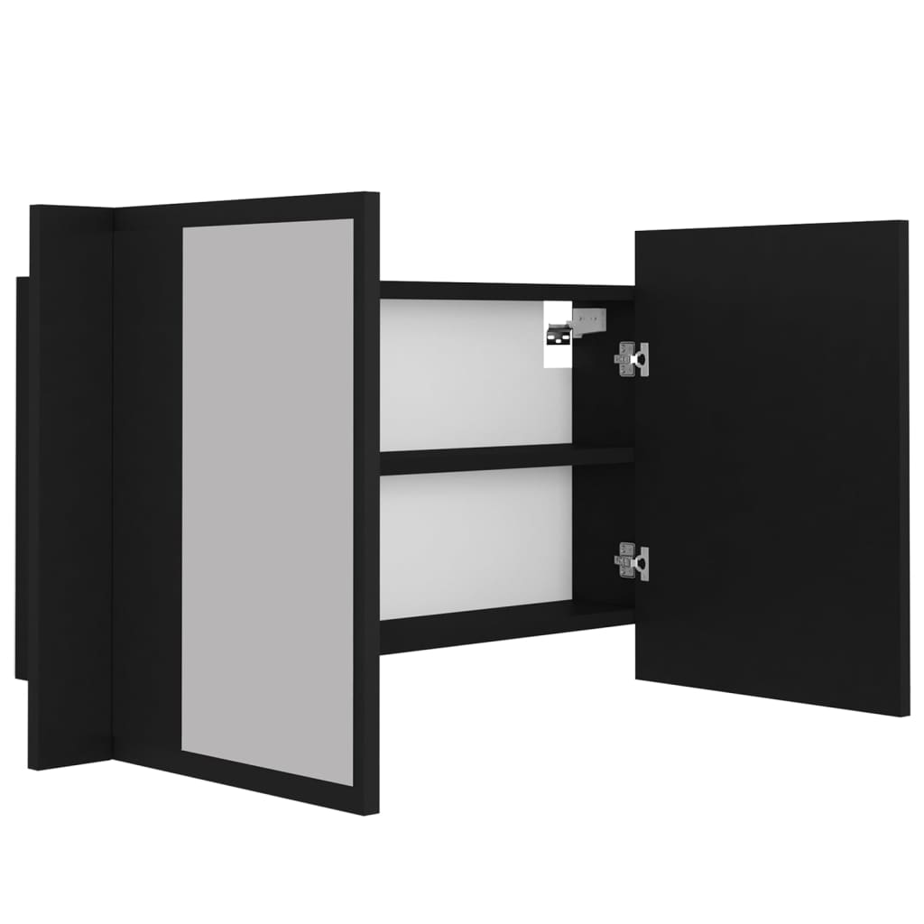 vidaXL Armoire de salle de bain à miroir à LED Noir 80x12x45 cm