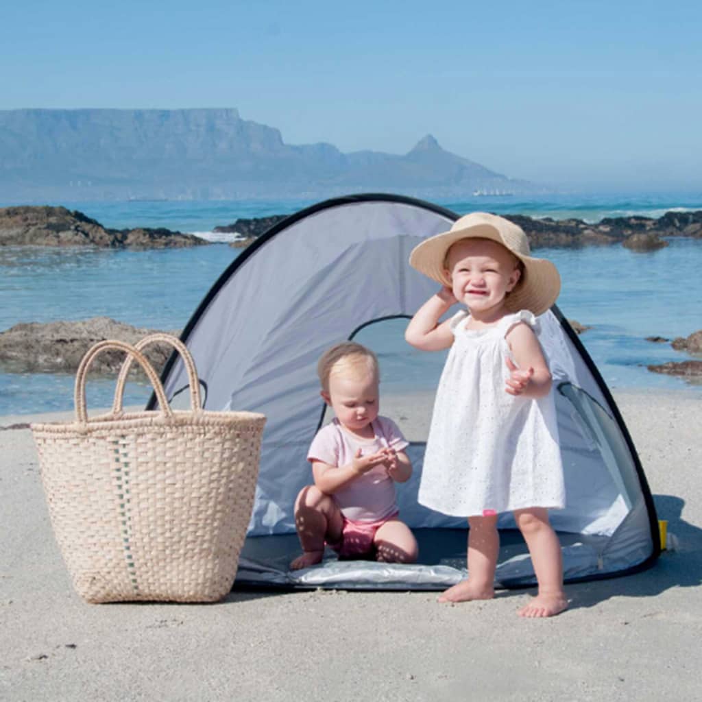 DERYAN Tente de plage avec moustiquaire 120x90x80 cm Argenté