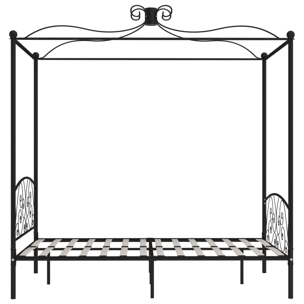 vidaXL Cadre de lit à baldaquin Noir Métal 120 x 200 cm