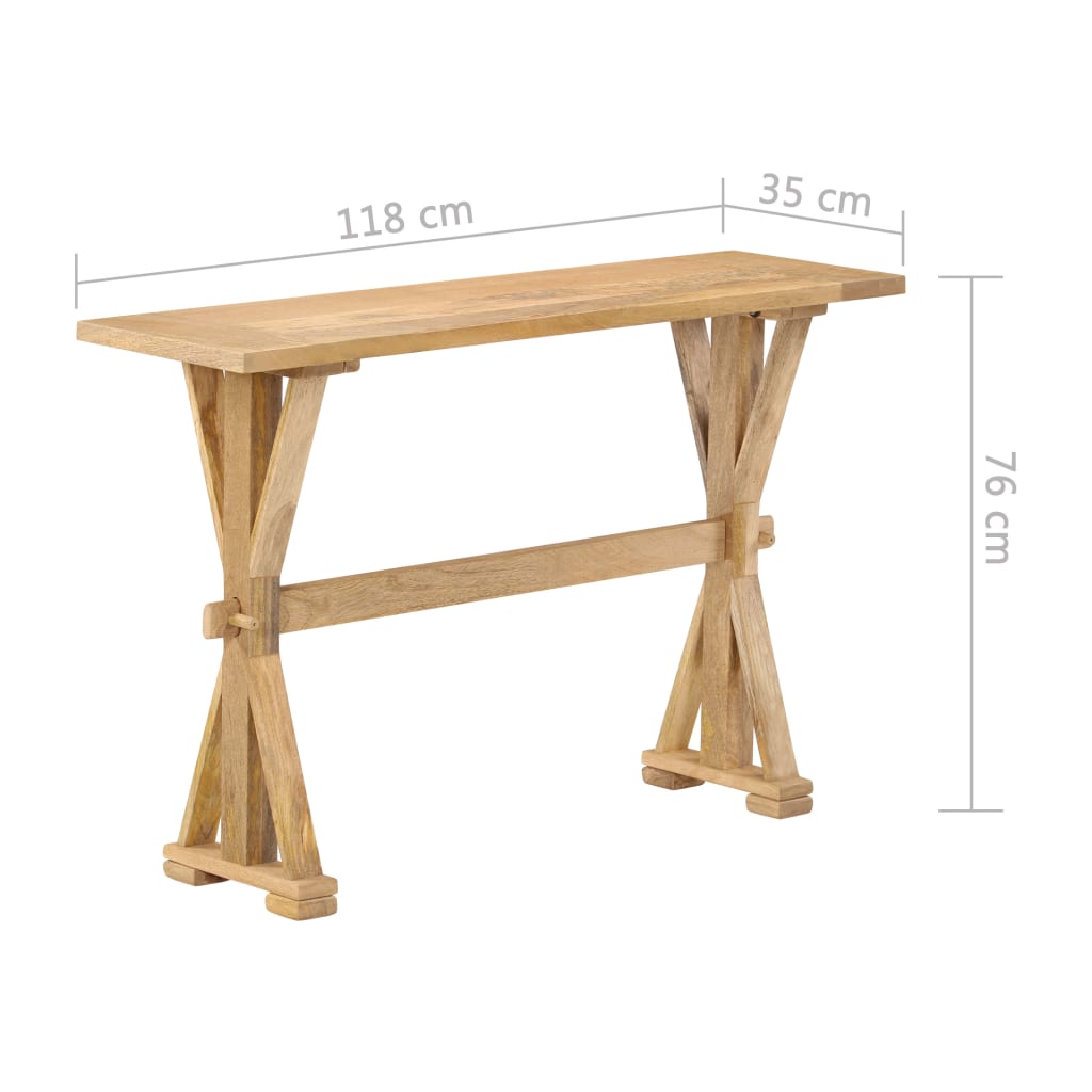 vidaXL Table console Bois de manguier massif 118 x 35 x 76 cm