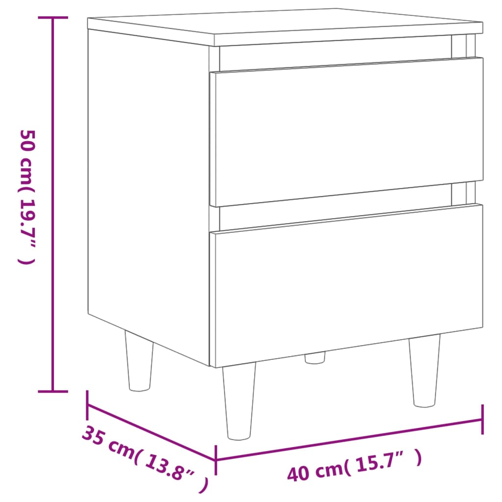 vidaXL Table de chevet avec pieds en pin Chêne sonoma 40x35x50 cm