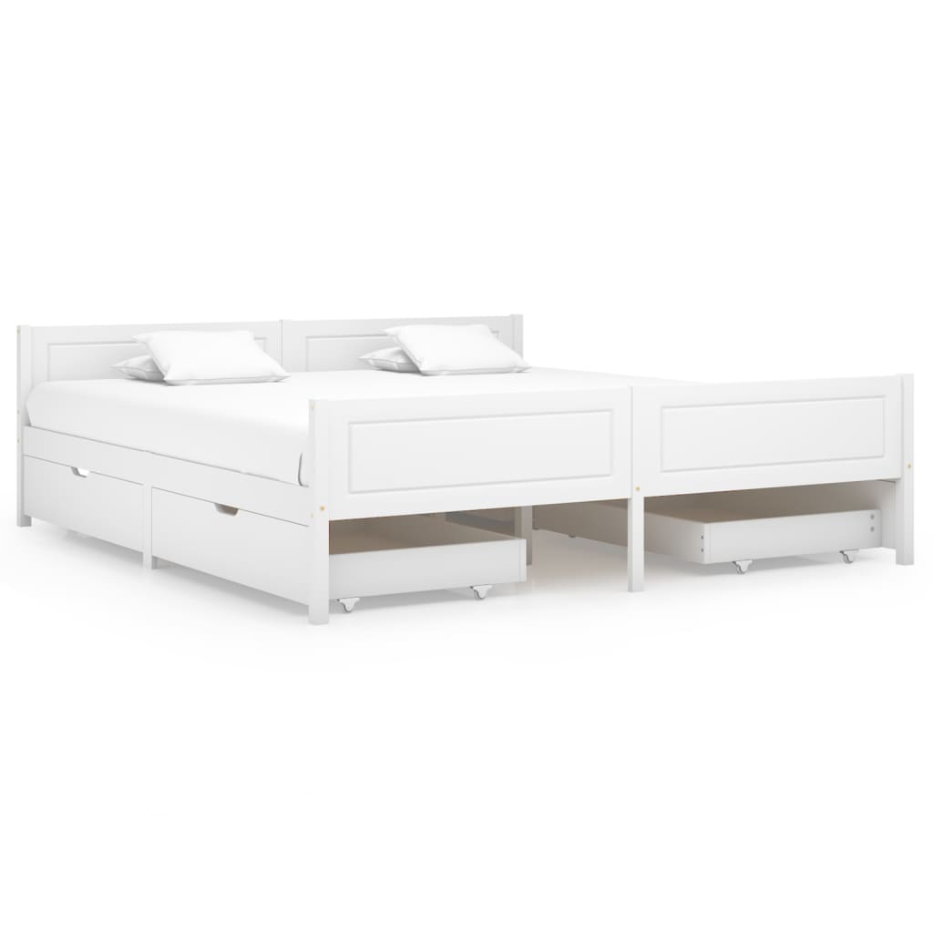 vidaXL Cadre de lit avec 4 tiroirs Blanc Pin massif 180x200 cm