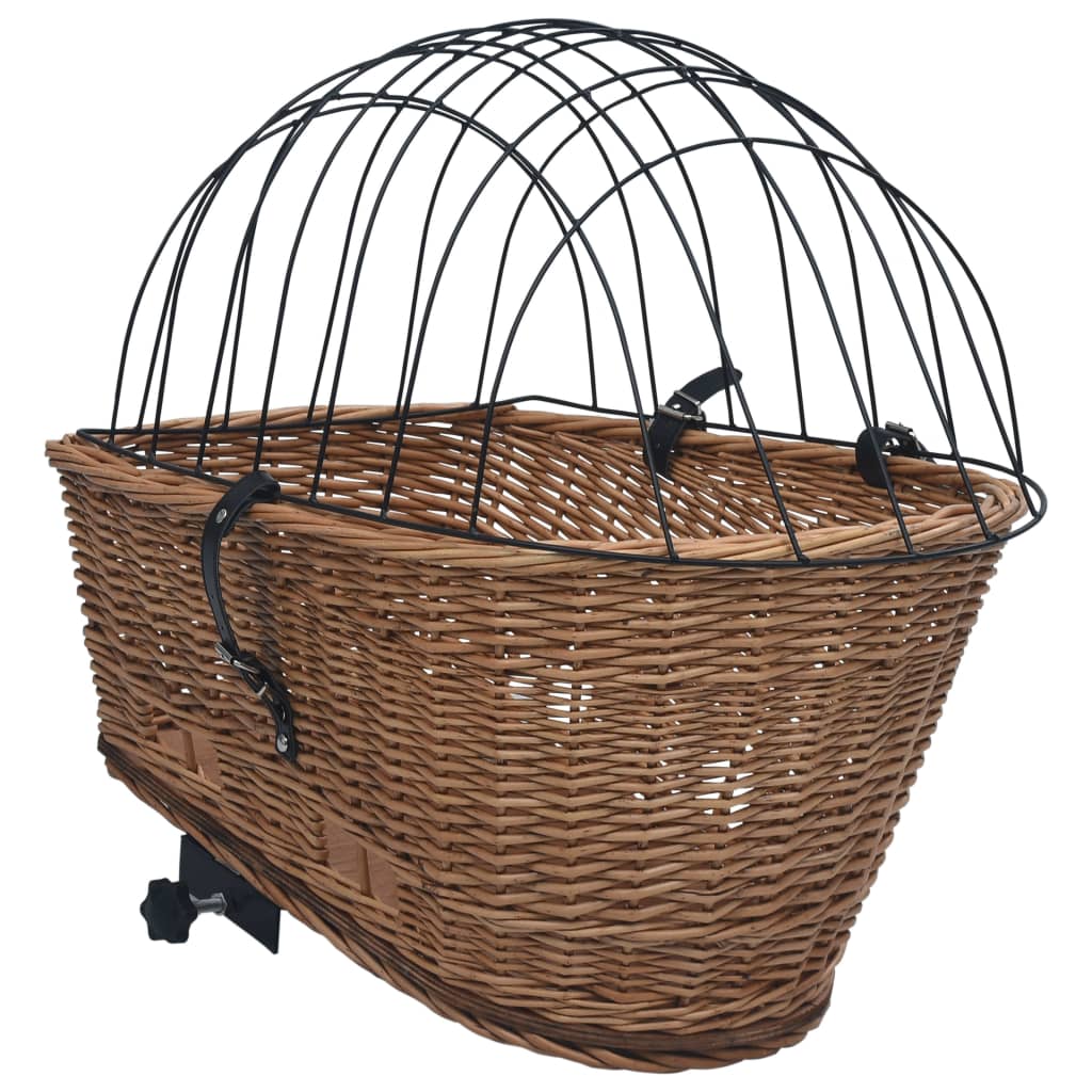 Panier arrière de vélo avec couvercle 55x31x36 cm Saule naturel