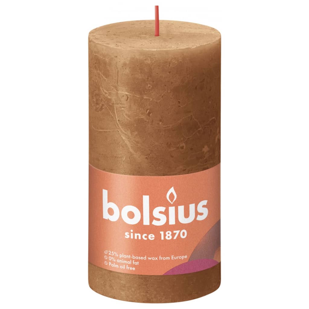 Bolsius Bougies pilier rustiques Shine 4 pcs 130x68 mm Marron épice