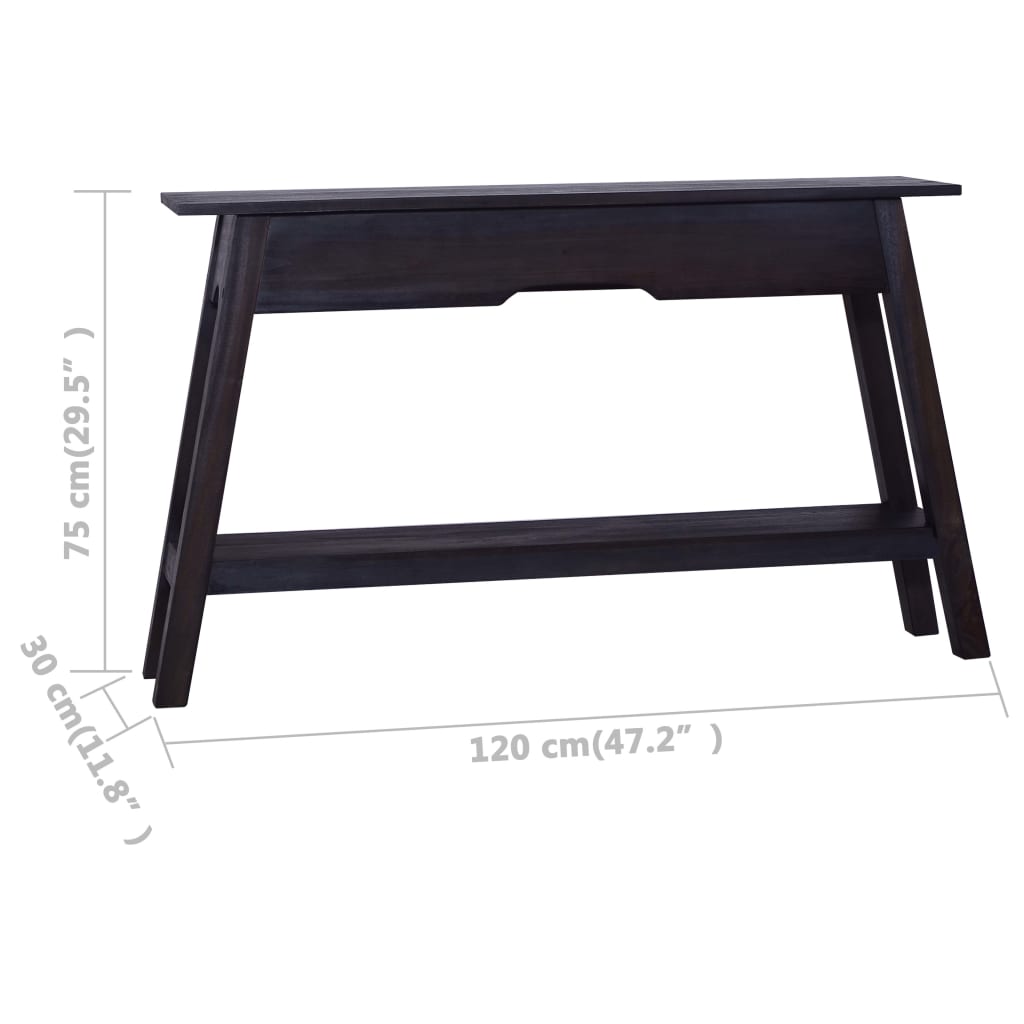 vidaXL Table console Noir 120x30x75 cm Bois d'acajou massif