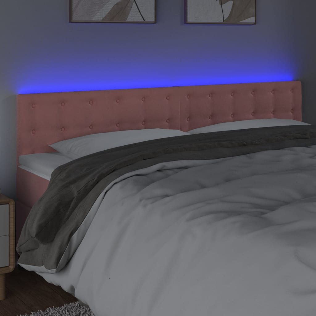 vidaXL Tête de lit à LED Rose 160x5x78/88 cm Velours