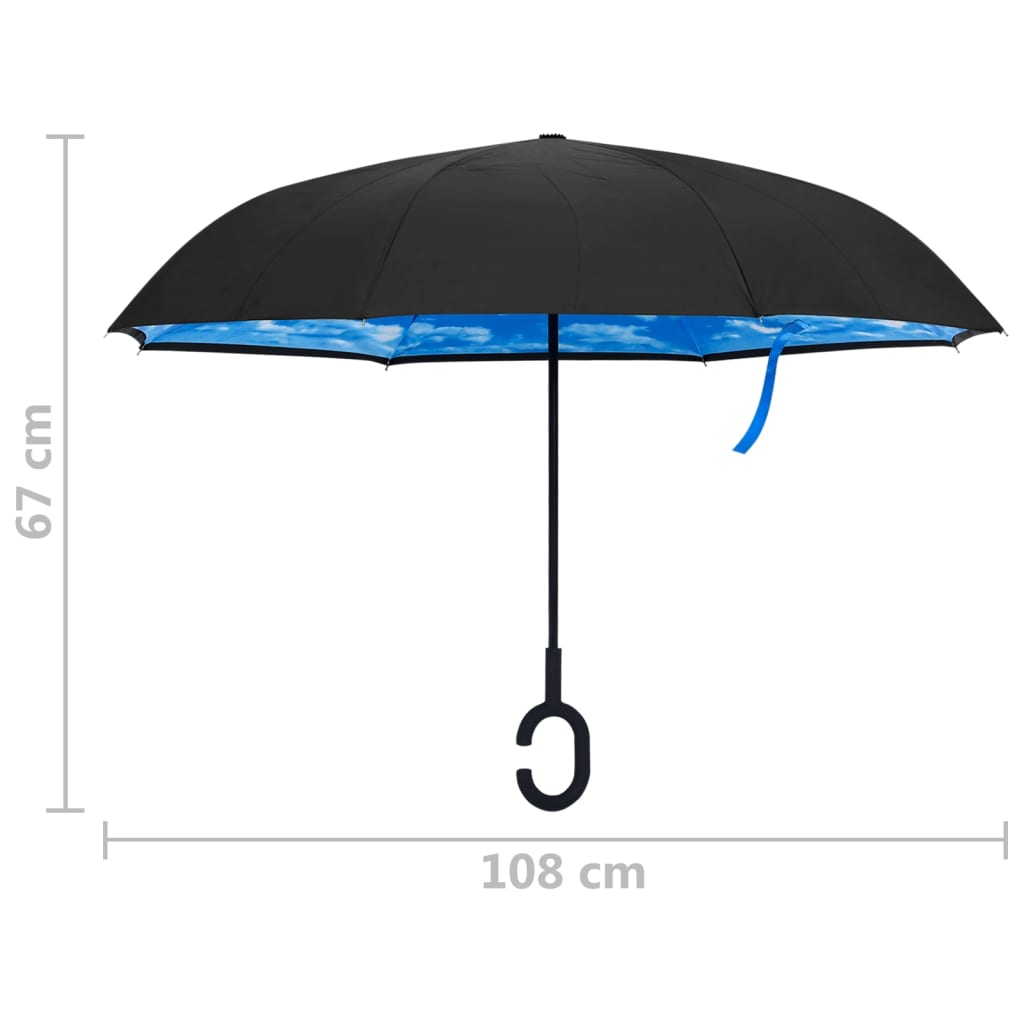vidaXL Parapluie à poignée en C Noir 108 cm