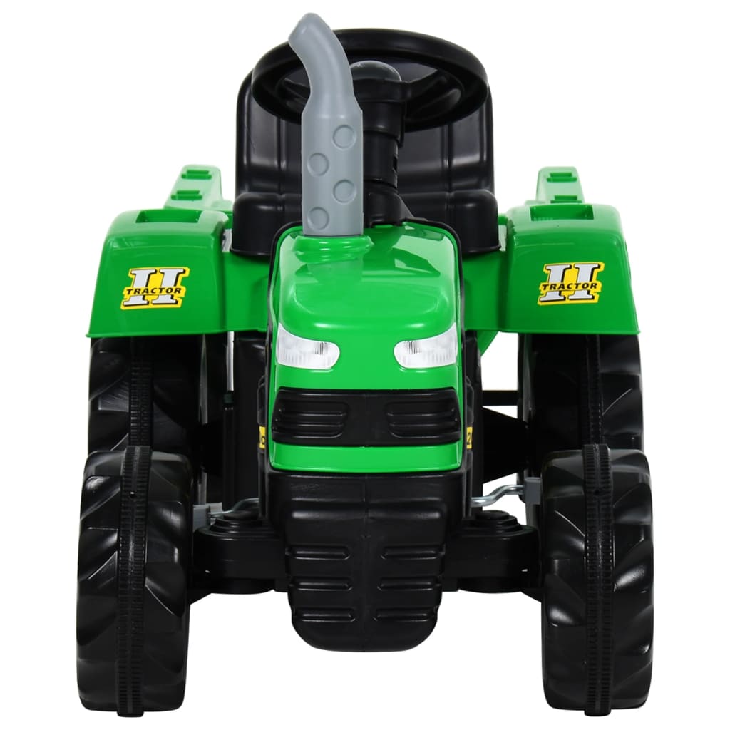 vidaXL Tracteur à pédales avec remorque pour enfants Vert et noir