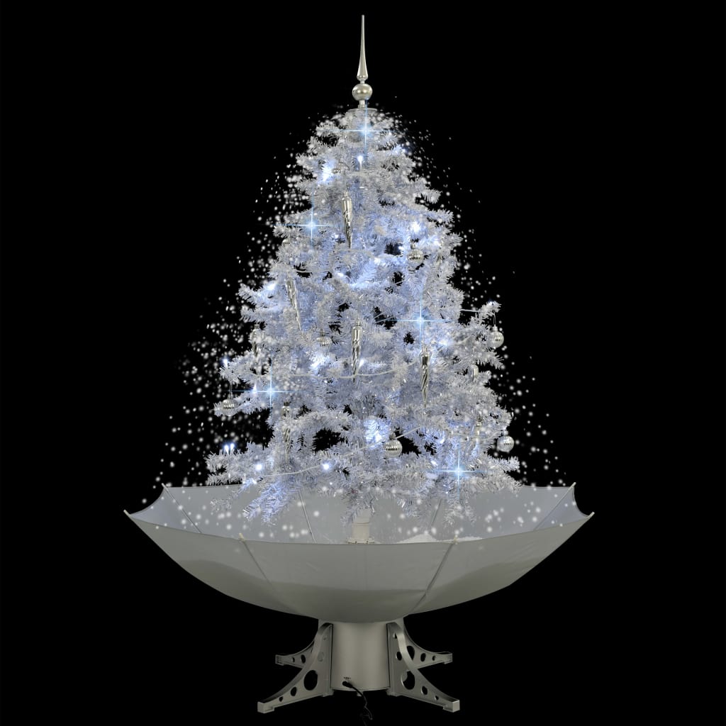 Sapin De Noël Neigeux VidaXL 170 Cm - Avec Effet Chute De Neige, LED Blanches Et Décorations - Base Parapluie - Pour Intérieur - 12