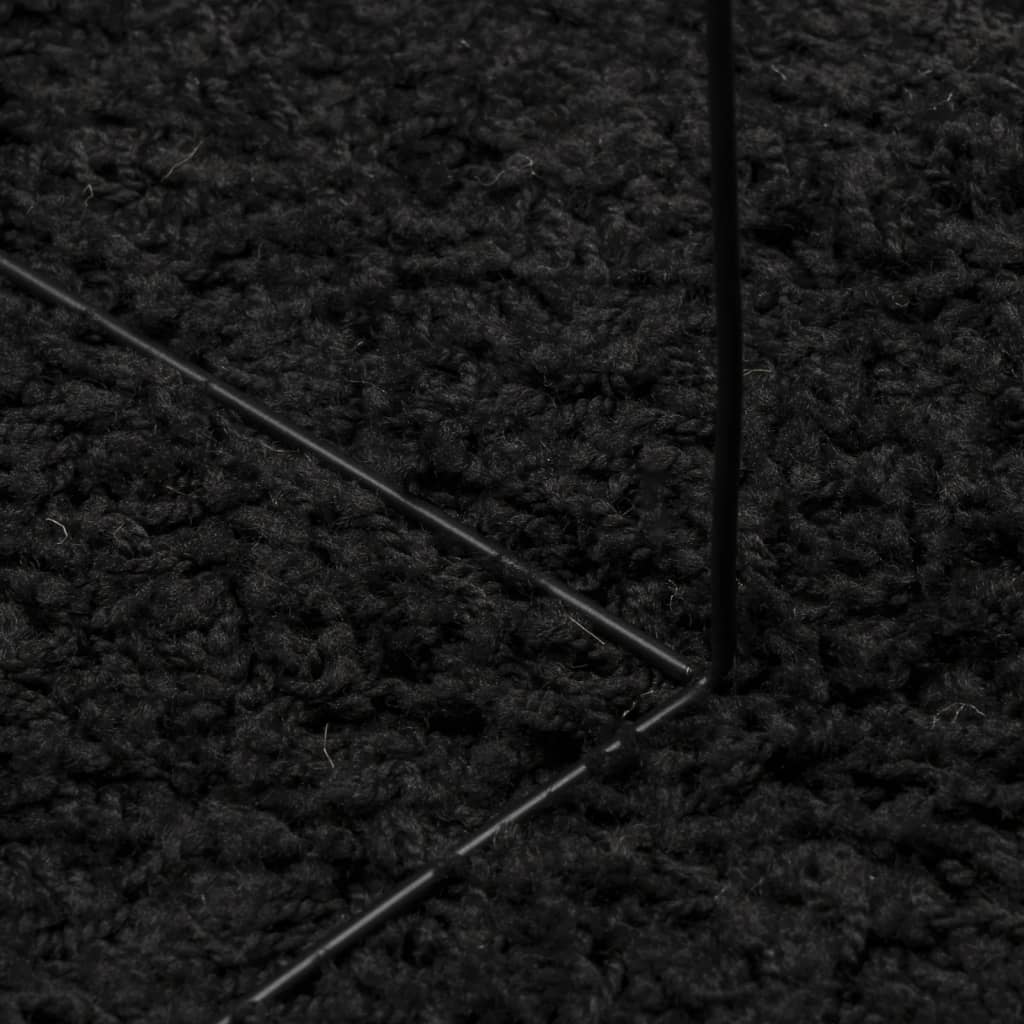 vidaXL Tapis shaggy PAMPLONA poils longs moderne noir Ø 80 cm