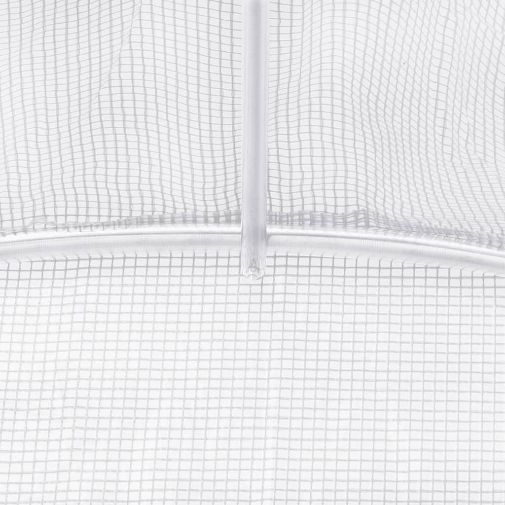 vidaXL Serre avec cadre en acier blanc 12 m² 6x2x2 m