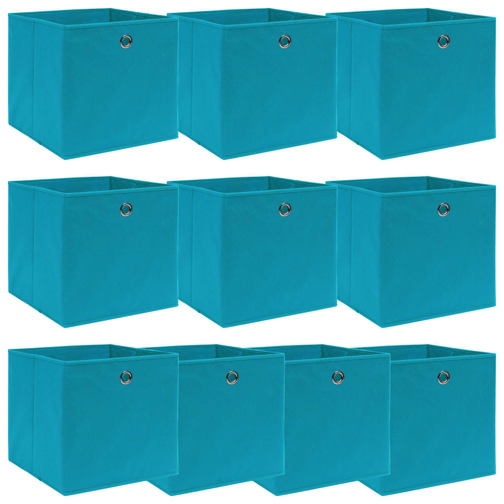 vidaXL Boîtes de rangement 10 pcs Bleu azuré 32x32x32 cm Tissu