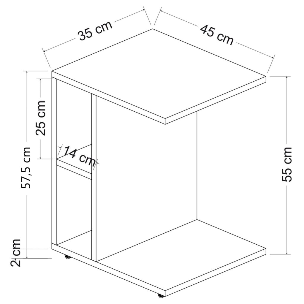 Homemania Table basse Ceylin 45x35x57,5 cm Blanc