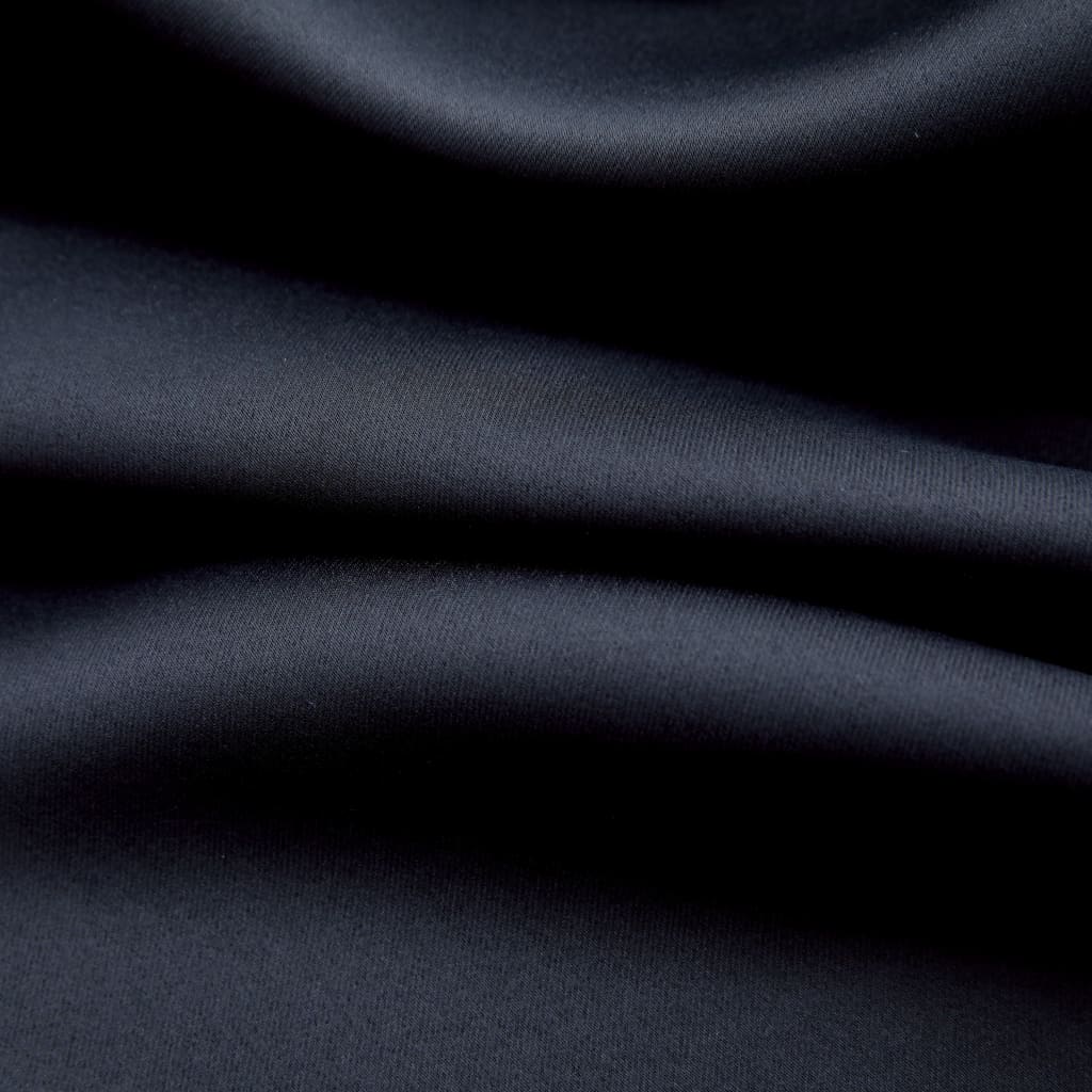 vidaXL Rideaux occultants avec anneaux en métal 2 pcs Noir 140x245 cm