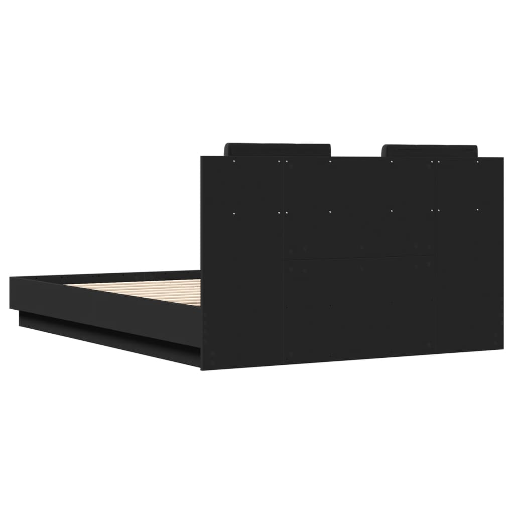 vidaXL Cadre de lit avec tête de lit et lumières LED noir 120x190 cm