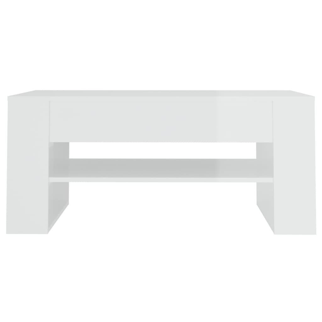 vidaXL Table basse Blanc brillant 102x55x45 cm Bois d'ingénierie