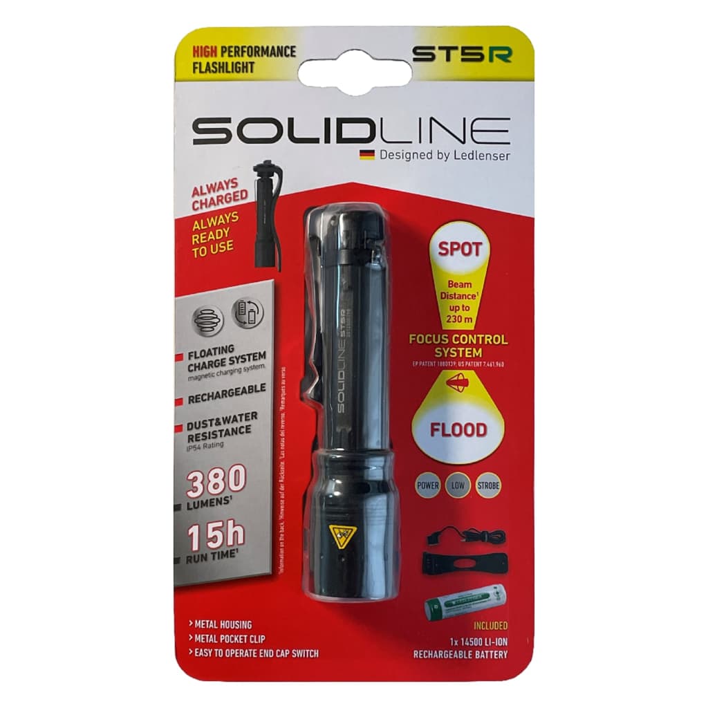 SOLIDLINE Lampe de poche rechargeable ST5R avec clip 380 lm