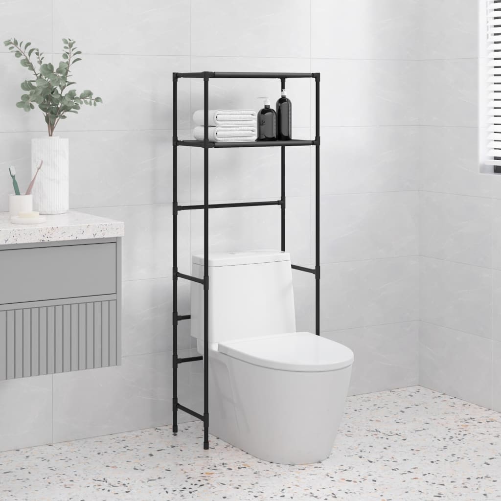 vidaXL Support de rangement 2 niveaux sur toilette Noir 53,5x28x143 cm