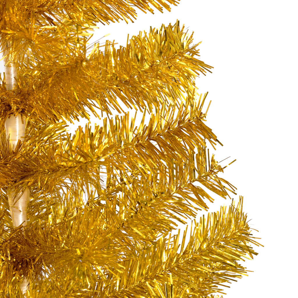 vidaXL Sapin de Noël artificiel pré-éclairé et support doré 150 cm PET